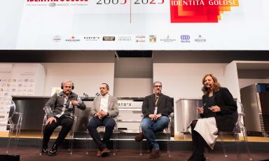 L'incontro al Main Stage di Identità Milano: da sinistra Eric Bordelet, Davide Canina, Federico Graziani e Cinzia Benzi (tutte le foto sono di Brambilla-Serrani)
