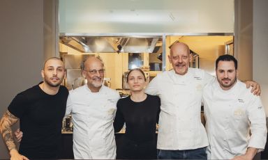 Floriano Pellegrino, Moreno Cedroni, Isabella Potì, Gianfranco Pascucci e Andrea Tortora a Identità Golose Milano. Tutte le foto sono di OnStage Studio
